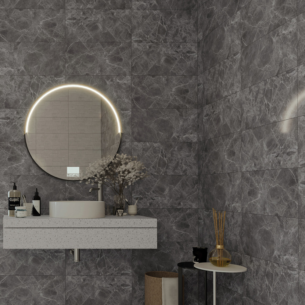 بلاط جدران رخامي كلاسيكي، 590-12296، 30×60×0.9، أوريكس مستطيل لامع داكن