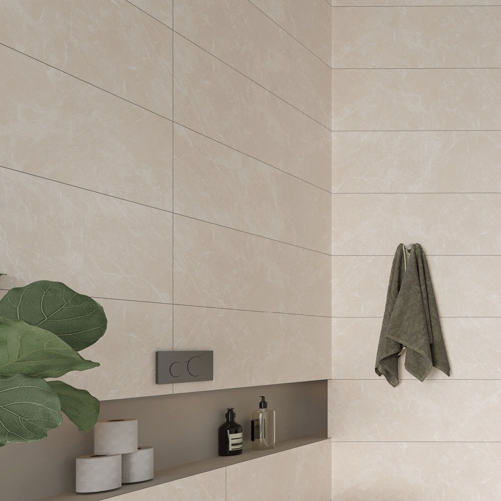 بلاط جدران بنقشة رخام ريفي 592-12318، 30×90×1.0، أوريكس مطفي فاتح
