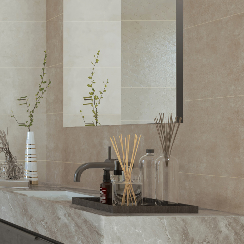 بلاط جدران بنقشة حجر غائم 592-12323، 30×90×1.0، أوريكس مطفي غامق