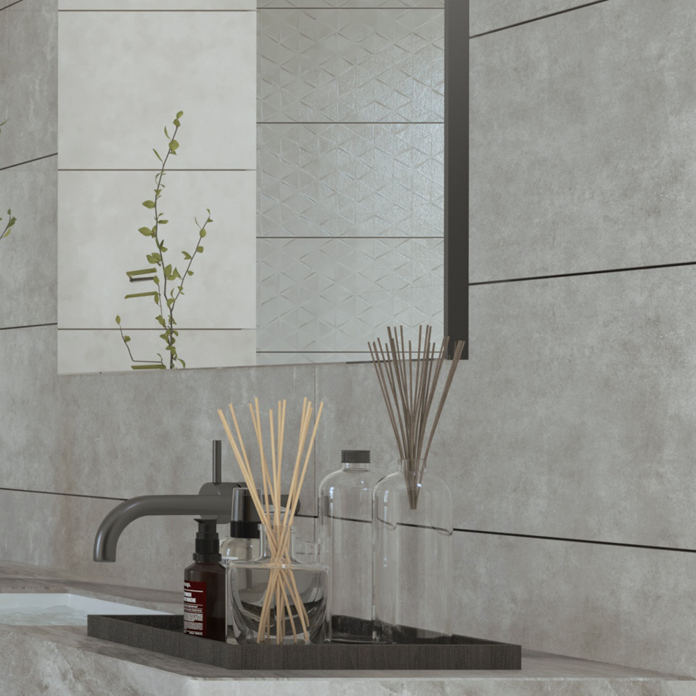 بلاط جدران بنقشة حجرية غائمة 592-12326، 30×90×1.0، أوريكس مطفي داكن