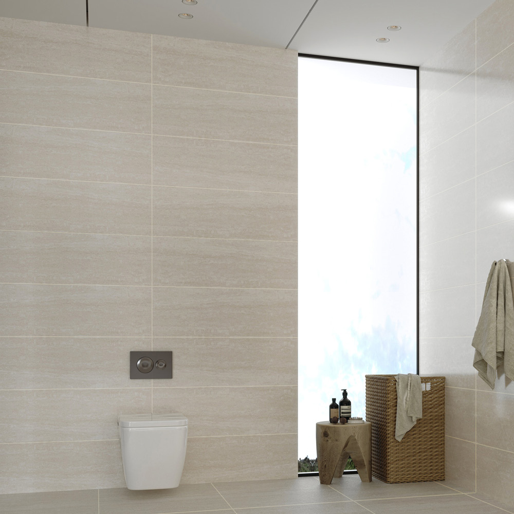بلاط جدران بنقشة ترافرتين 592-12333، 30×90×1.0، أوريكس لامع فاتح