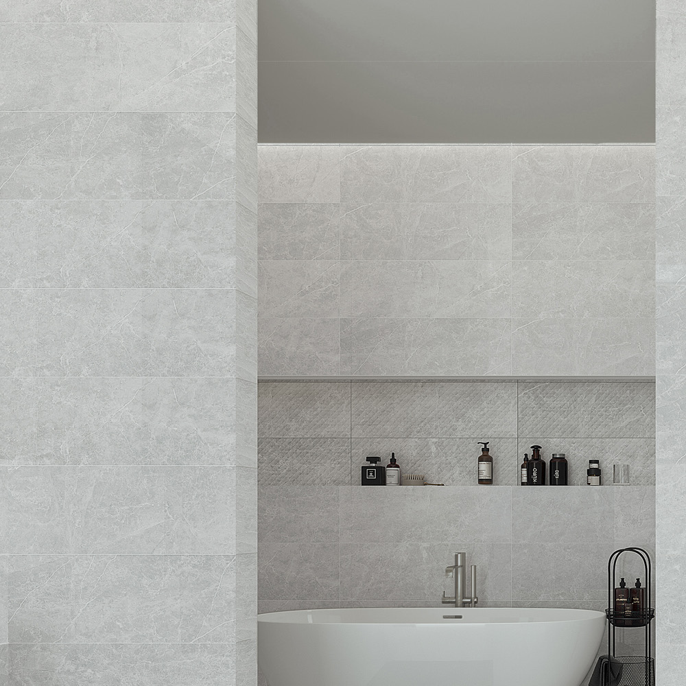 بلاط جدران بنقشة حجر فاخر بعروق 592-13465، 30×90×1.0، أوريكس مطفي فاتح