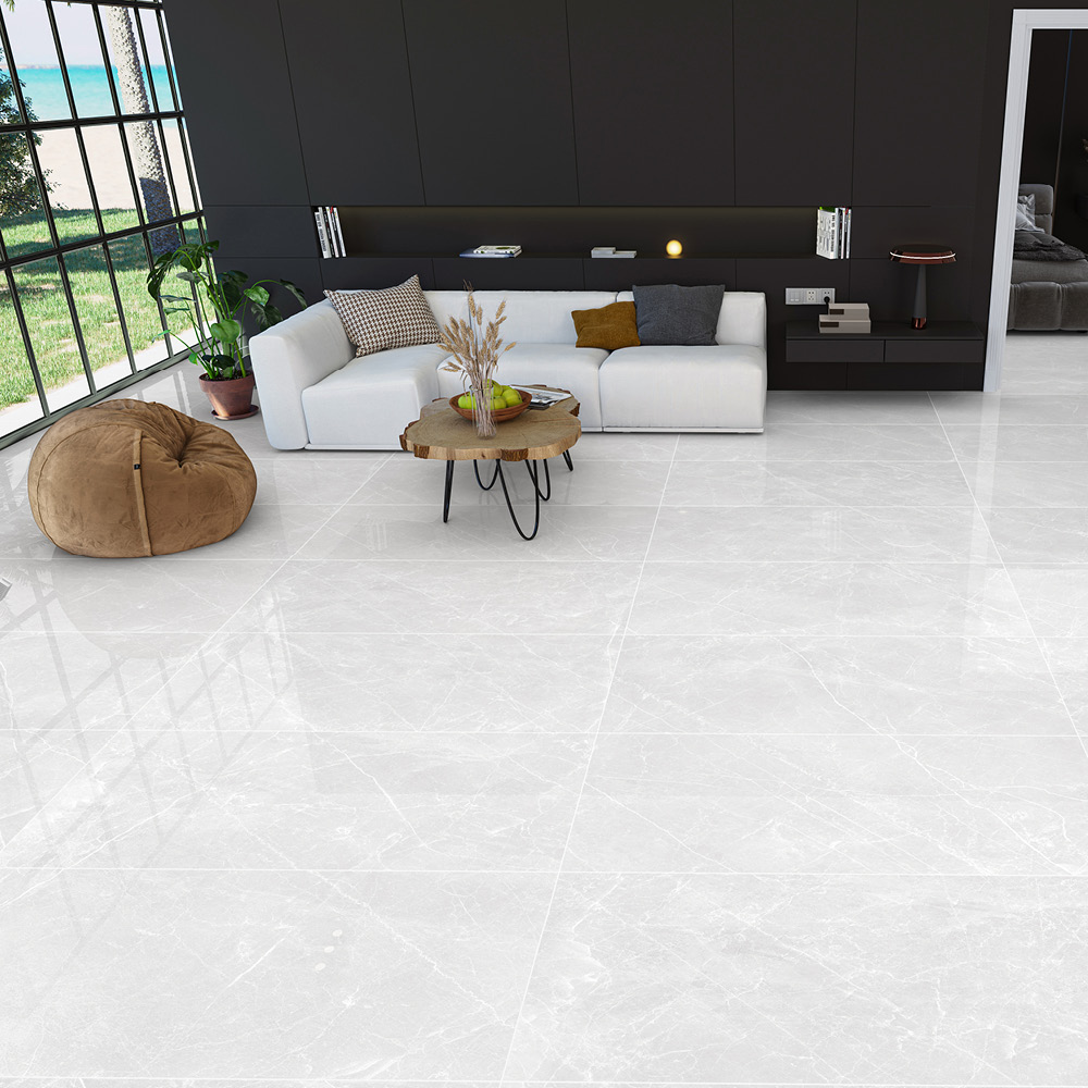 بلاط بورسلان مزجج بنقشة رخام فاخر 251-13705، 60×120×1.0، أوريكس لامع فاتح