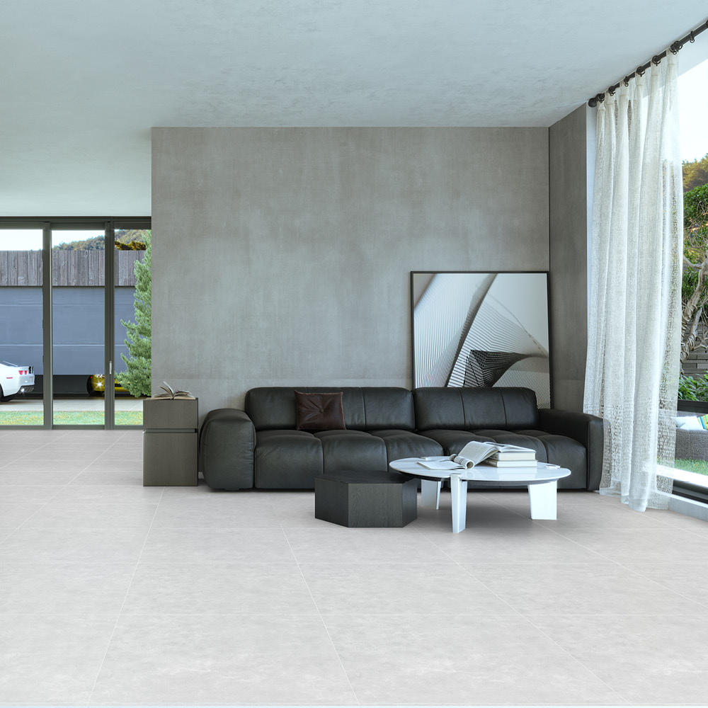 بلاط بورسلان مزجج بنقشة حجرية غائمة 250-13706، 60×60×1.0، أوريكس مطفي فاتح