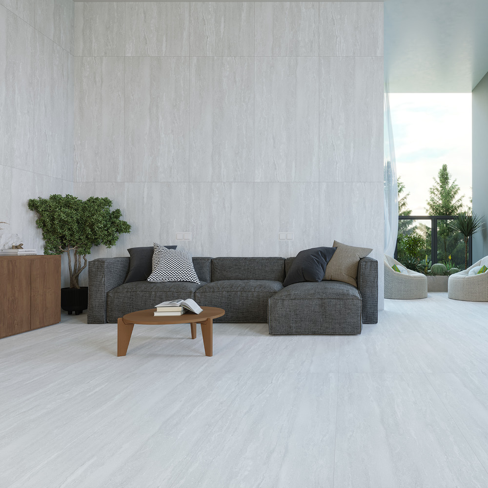 بلاط بورسلان مزجج بنقشة ترافرتين 251-13751، 60×120×1.0، أوريكس مطفي فاتح