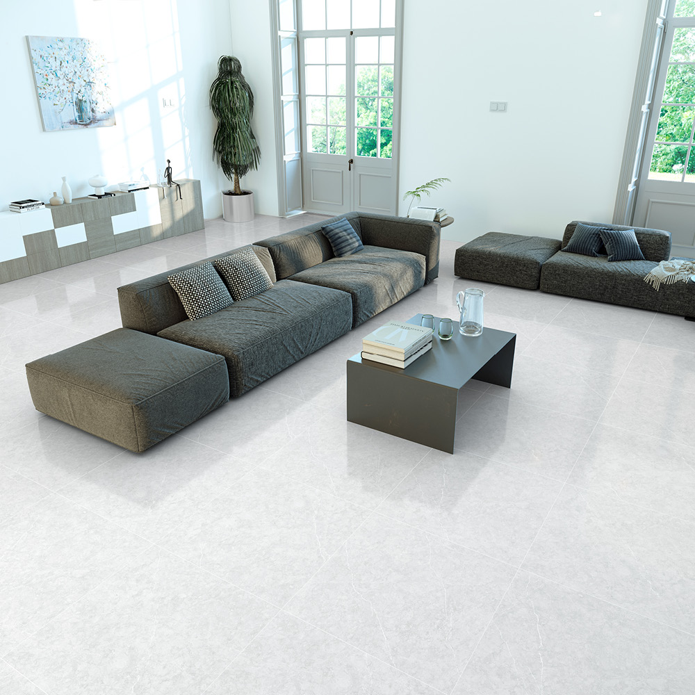 بلاط بورسلان مزجج بحجر فاخر مع عروق 250-13782، 60×60×1.0، أوريكس لامع فاتح