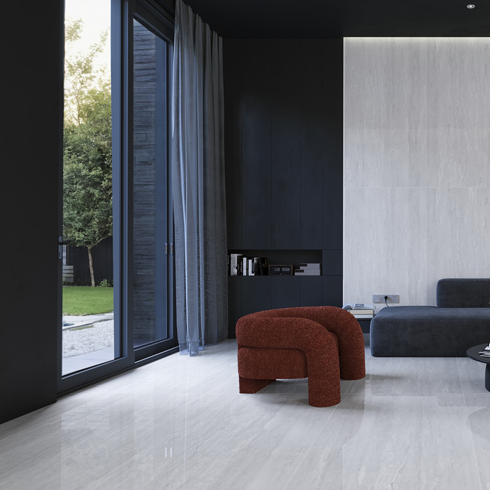 بلاط بورسلان مزجج بنقشة الترافرتين 821-14522، 80x160x1.0، أوريكس لامع فاتح